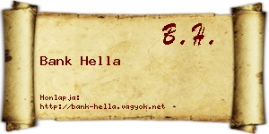 Bank Hella névjegykártya